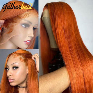 EXTRA LONG Length | 34 Inch | 180 Density | Straight Hair | Ginger Orange Human Hair | - Elite Wigs
