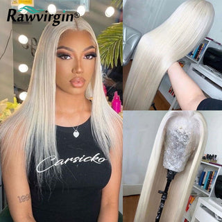 EXTRA LONG Length | 34 Inch | 180 Density | Straight Hair | Platinum Blonde Human Hair | - Elite Wigs