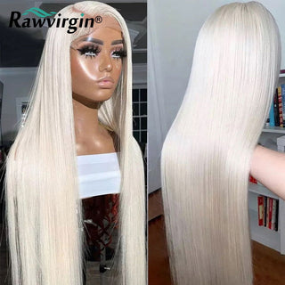 EXTRA LONG Length | 34 Inch | 180 Density | Straight Hair | Platinum Blonde Human Hair | - Elite Wigs