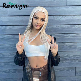 EXTRA LONG Length | 34 Inch | 180 Density | Straight Hair | Platinum Blonde Human Hair | - Elite Wigs