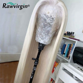 EXTRA LONG Length | 34 Inch | 180 Density | Straight Hair | Platinum Blonde Human Hair | - Elite Wigs