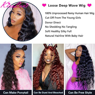 EXTRA LONG Length | 34 Inch | 250 Density | Loose Deep Wave | Black Human Hair | - Elite Wigs