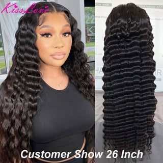 EXTRA LONG Length | 34 Inch | 250 Density | Loose Deep Wave | Black Human Hair | - Elite Wigs