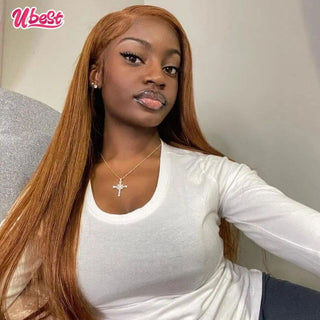 EXTRA LONG Length | 34 Inch | 250 Density | Straight Hair | Brown Ginger Human Hair | - Elite Wigs
