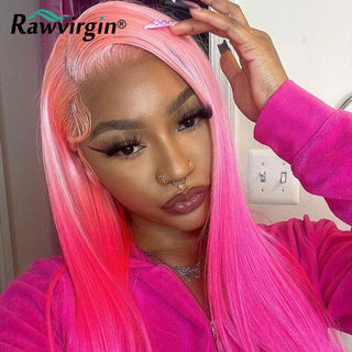 EXTRA LONG Length | 34 Inch | Ombre | 180 Density | Straight Hair | Pink to Hot pink Human Hair | - Elite Wigs