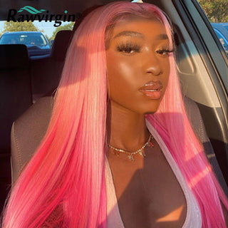 EXTRA LONG Length | 34 Inch | Ombre | 180 Density | Straight Hair | Pink to Hot pink Human Hair | - Elite Wigs