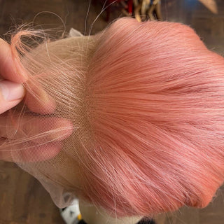 EXTRA LONG Length | 34 Inch | T-Part | 250 Density | Straight Hair | Flamingo Pink Human Hair | - Elite Wigs