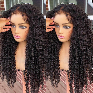 EXTRA Long | 34 Inch | Curly Deep with Curly Baby Hair | Ultra Thick 250 Density | Black Human Hair | - Elite Wigs