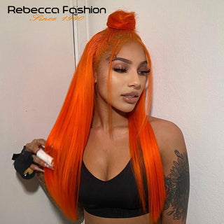 SHOULDER Length | 14-16 Inch | Glue-less | T-Part | 180 Density | Straight Hair | Orange Human Hair |