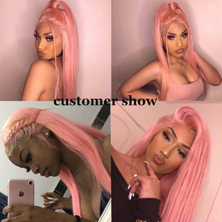 SHOULDER Length | 16 Inch | 180 Density | Straight Hair | Baby Pink Human Hair |