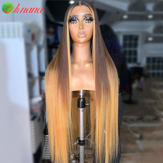 SHOULDER Length | 14-16 Inch | Brown Roots | Ombre | 180 Density | Straight Hair | Honey Blonde Human Hair |