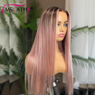 SHOULDER Length | 14-16 Inch | T-Part | Highlights | 180 Density | Straight Hair | Ash Pastel Pink Human Hair |