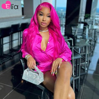 LONG Length | 28-30 Inch | 180 Density | Straight Hair | Fuchsia Pink Human Hair | - Elite Wigs
