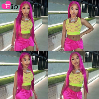 LONG Length | 28-30 Inch | 180 Density | Straight Hair | Fuchsia Pink Human Hair | - Elite Wigs