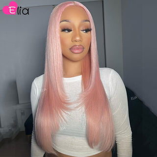 LONG Length | 28-30 Inch | 180 Density | Straight Hair | White Pink Human Hair | - Elite Wigs