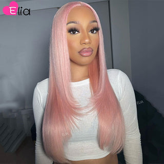 LONG Length | 28-30 Inch | 180 Density | Straight Hair | White Pink Human Hair | - Elite Wigs