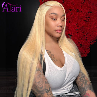 LONG Length | 28-30 Inch | Dark Roots | Ombre | 180 Density | Straight Hair | Golden Blonde Human Hair | - Elite Wigs