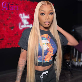 LONG Length | 28-30 Inch | Dark Roots | Ombre | 180 Density | Straight Hair | Golden Blonde Human Hair | - Elite Wigs