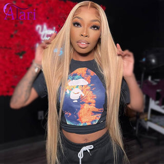 LONG Length | 28-30 Inch | Dark Roots | Ombre | 180 Density | Straight Hair | Golden Blonde Human Hair | - Elite Wigs