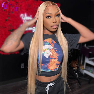 LONG Length | 28-30 Inch | Dark Roots | Ombre | 180 Density | Straight Hair | Golden Blonde Human Hair | - Elite Wigs