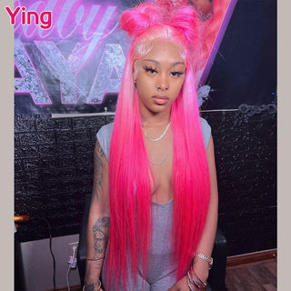 LONG Length | 28-30 Inch | Ombre | 180 Density | Straight Hair | Light Pink to Hot Pink Human Hair | - Elite Wigs