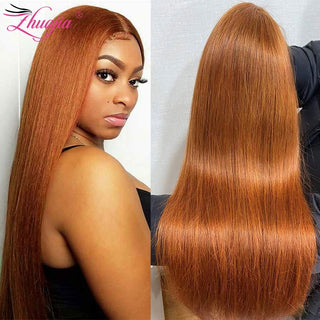 LONG Length | 28-30 Inch | T-Part & 4x4 | 250 Density | Straight Hair | Ginger Blonde Human Hair | - Elite Wigs
