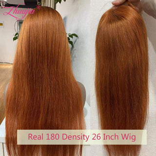 LONG Length | 28-30 Inch | T-Part & 4x4 | 250 Density | Straight Hair | Ginger Blonde Human Hair | - Elite Wigs
