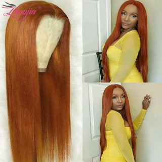 LONG Length | 28-30 Inch | T-Part & 4x4 | 250 Density | Straight Hair | Ginger Blonde Human Hair | - Elite Wigs