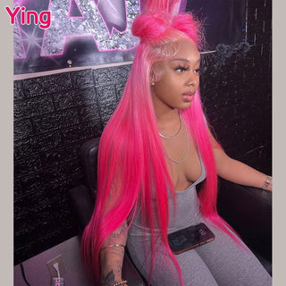 LONG Length | 28-30 Inch | T-Part | Ombre | 180 Density | Straight Hair | Light Pink to Hot Pink Human Hair | - Elite Wigs
