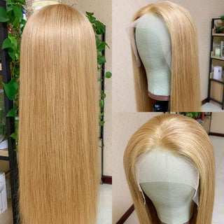 LONG Length | 28-32 Inch | 180 Density | Straight Hair | Honey Blonde Human Hair | - Elite Wigs
