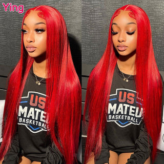 LONG Length | 28-32 Inch | 180 Density | Straight Hair | Hot Red Human Hair | - Elite Wigs