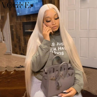 LONG Length | 28-32 Inch | 180 Density | Straight Hair | Platinum Blonde Human Hair | - Elite Wigs