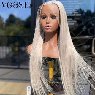 LONG Length | 28-32 Inch | 180 Density | Straight Hair | Platinum Blonde Human Hair | - Elite Wigs