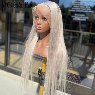LONG Length | 28-32 Inch | 180 Density | Straight Hair | Platinum Blonde Human Hair | - Elite Wigs