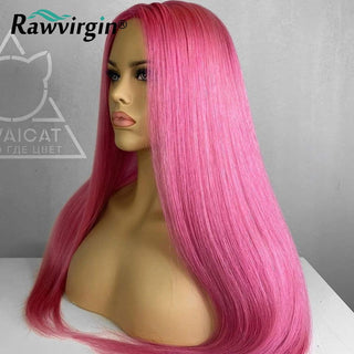 LONG Length | 28-32 Inch | 180 Density | Straight Hair | Raspberry Pink Human Hair | - Elite Wigs