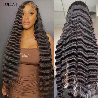 LONG Length | 28-32 Inch | 250 Density | Loose Deep Wave | Black Human Hair | - Elite Wigs