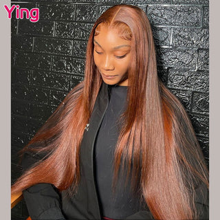 LONG Length | 28-32 Inch | 250 Density | Straight Hair | Brown Copper Human Hair | - Elite Wigs