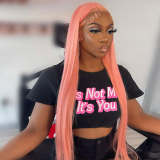 LONG Length | 28-32 Inch | 250 Density | Straight Hair | Dark Flamingo Pink Human Hair | - Elite Wigs