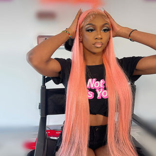 LONG Length | 28-32 Inch | 250 Density | Straight Hair | Dark Flamingo Pink Human Hair | - Elite Wigs