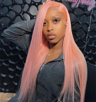 LONG Length | 28-32 Inch | 250 Density | Straight Hair | Flamingo Pink Human Hair | - Elite Wigs