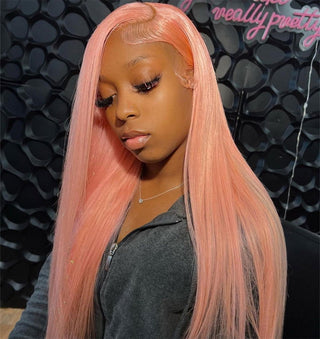 LONG Length | 28-32 Inch | 250 Density | Straight Hair | Flamingo Pink Human Hair | - Elite Wigs