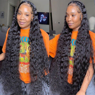 LONG Length | 28- 32 Inch | 180 Density | Water Wave Curls | Black Human Hair | - Elite Wigs