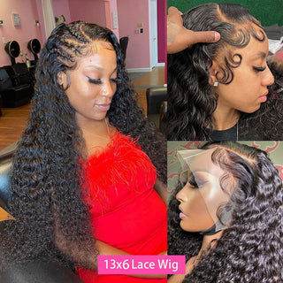 LONG Length | 28- 32 Inch | 180 Density | Water Wave Curls | Black Human Hair | - Elite Wigs