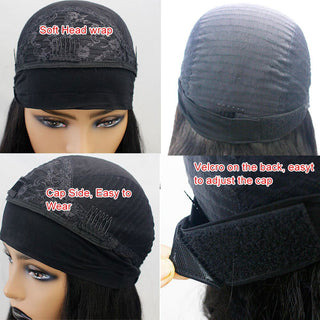 LONG Length | 28 Inch | Headband | Highlights | 150 Density | Straight Hair | Dark Brown & Honey Blonde Human Hair | - Elite Wigs
