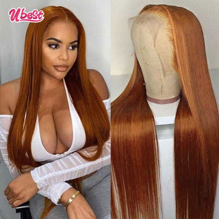 LONG Length | 30-28 Inch | 180 Density | Straight Hair | Ginger Blonde Human Hair | - Elite Wigs