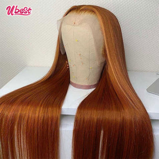 LONG Length | 30-28 Inch | 180 Density | Straight Hair | Ginger Blonde Human Hair | - Elite Wigs