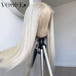 LONG Length | T-Part | 180 Density | Straight Hair | Platinum Blonde Human Hair | - Elite Wigs