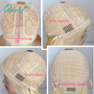 MID Length | 14-16 Inch | 180 Density | Straight Hair | Balayge | Light Ash Blonde Human Hair | - Elite Wigs