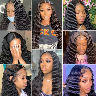 MID Length | 18-26 Inch | 180 Density | Loose Deep Wave | Black Human Hair | - Elite Wigs