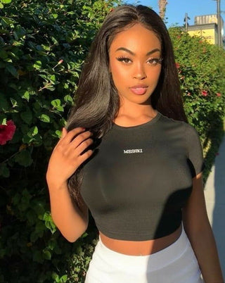 MID Length | 20-24 Inch | 180 Density | Brazilian Silky Straight | Black Human Hair | - Elite Wigs